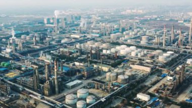Havadan görünümü petrol rafinerisi, rafineri tesisi, rafineri fabrika