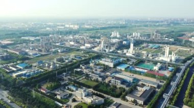 Havadan görünümü petrol rafinerisi, rafineri tesisi, rafineri fabrika