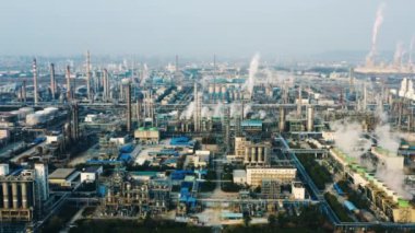 Havadan görünümü petrol rafinerisi, rafineri tesisi, rafineri fabrika