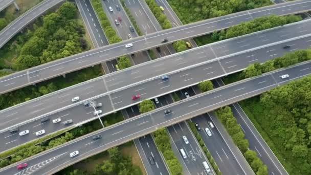 Luchtfoto Van Snelweg Viaduct Stad — Stockvideo