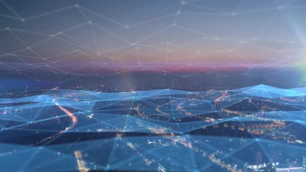 Smart Connected City Skyline Futuristisches Netzwerkkonzept City Technologie — Stockvideo