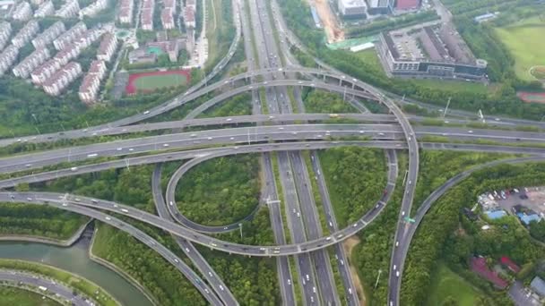 Vista Aérea Autopista Paso Elevado Ciudad — Vídeo de stock