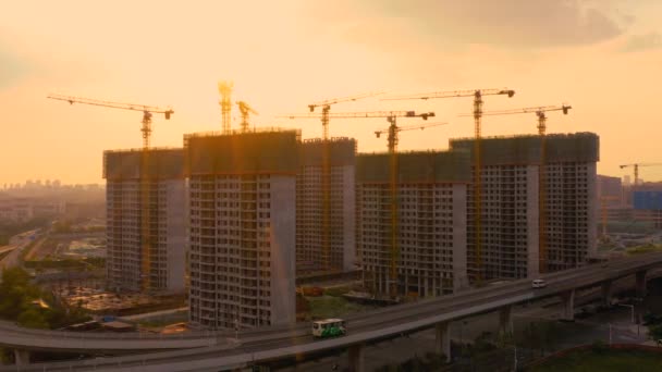 Aérea Obra Atardecer — Vídeo de stock