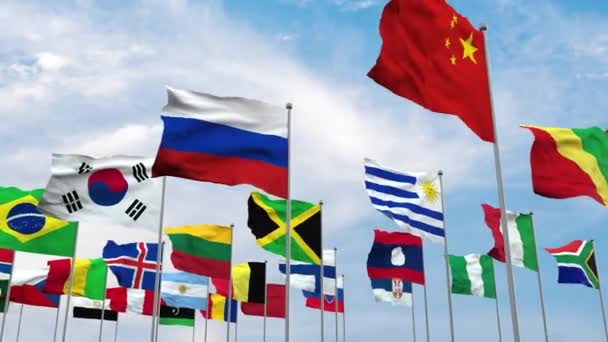 Bandeiras Ilustração Mundo — Vídeo de Stock