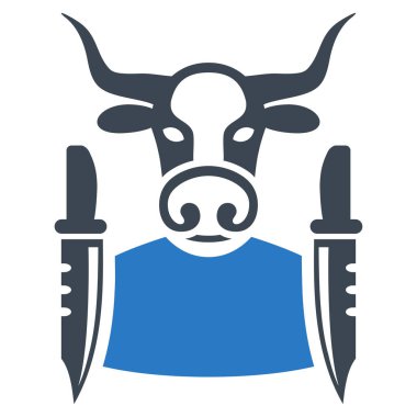 İnek kasap düz simgesi