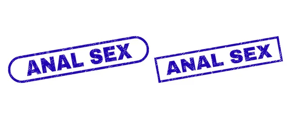 Πρωκτικό σεξ μπλε ορθογώνιο σφραγίδα με διαστρεβλωμένη επιφάνεια — Διανυσματικό Αρχείο