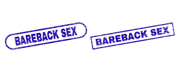 Sceau rectangle bleu BAREBACK SEX avec surface impure — Image vectorielle