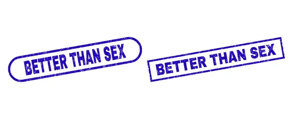 Beter dan Sex Blue Rectangle Seal met onrein oppervlak — Stockvector