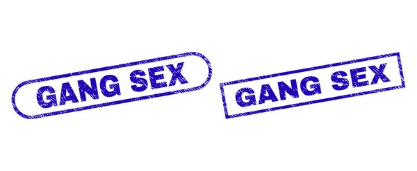 GANG SEX Azul Rectángulo Marca de agua con textura Grunged — Archivo Imágenes Vectoriales