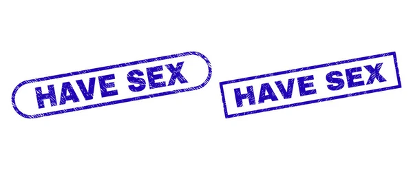 Haben Sex blauen Rechteck-Stempel mit Grunge-Textur — Stockvektor