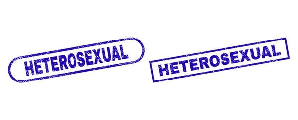 Selo retangular azul HETEROSEXUAL com estilo impuro — Vetor de Stock