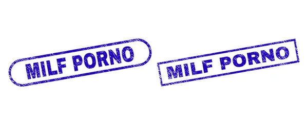 MILF PORNO Carimbo de retângulo azul com superfície de grunge — Vetor de Stock