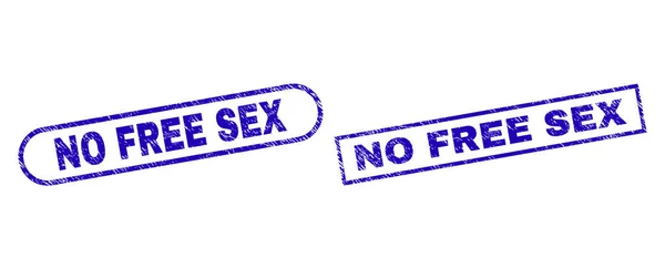 Geen vrije seks blauwe rechthoek zegel met onreine stijl — Stockvector