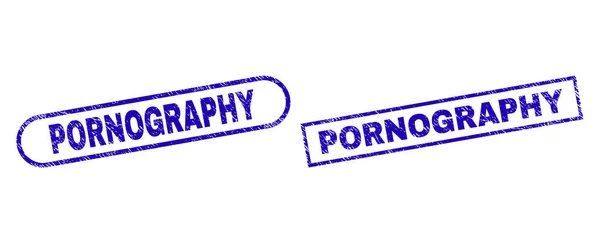 Pornografie blaues Rechteck mit zerkratzter Textur — Stockvektor