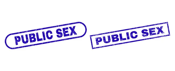 PUBLIC SEX Blue прямоугольная печать с резиновой текстурой — стоковый вектор