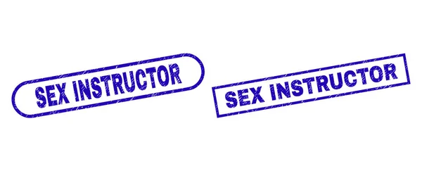 Sex Instructor blaue Rechteck-Robbe mit Seenot-Stil — Stockvektor