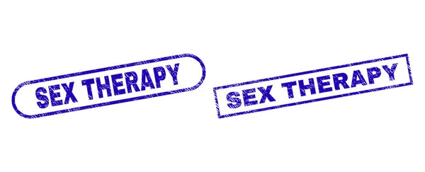 Sexualtherapie blauer Rechteck-Stempel mit unsauberem Stil — Stockvektor