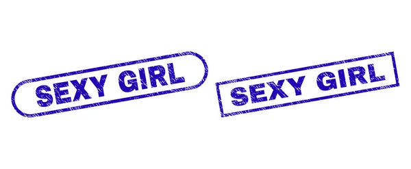 性感女孩蓝色矩形水印与遇险纹理 — 图库矢量图片