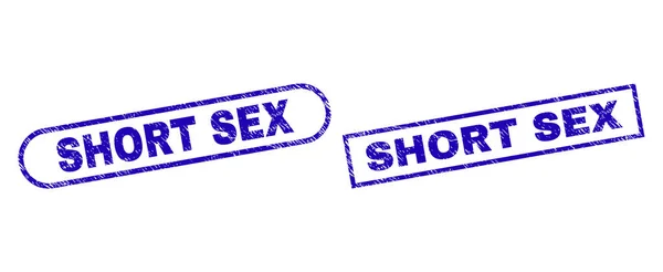 SHORT SEX Blue Rectangle Stamp with Unclean Style — 스톡 벡터