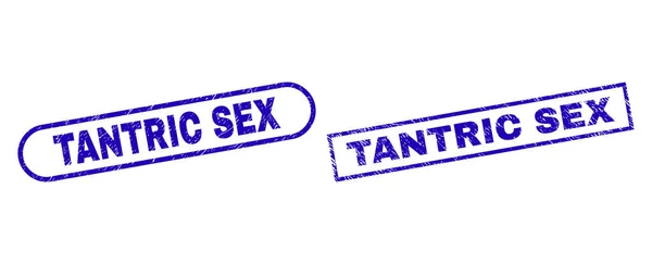 Timbro rettangolo blu TANTRIC SEX con superficie cordata — Vettoriale Stock