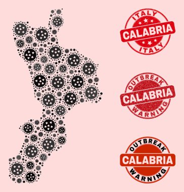 Mozaik Kalabria Bölgesi Grip Virüsü Kolajı Haritası ve Dokulu Mühür Damgaları