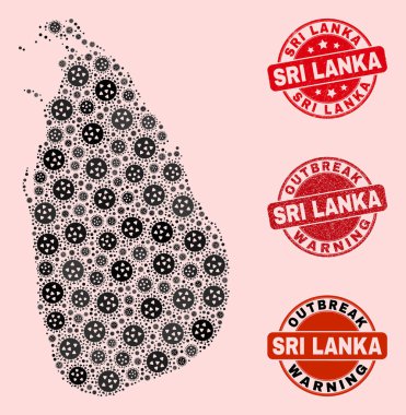 Mozaik Sri Lanka Haritası ve Tehlike Mühürlerinin Grip Virüsü Bileşimi