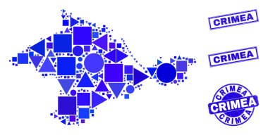 Mavi Geometrik Mozaik Suç Haritası ve Damgaları