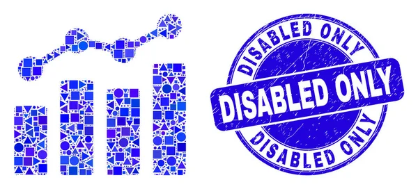Azul Rasguño Discapacitados Solo Sello y Tendencia Gráficos Mosaico — Archivo Imágenes Vectoriales