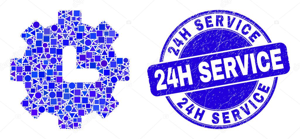Blue Distress 24H Service Stamp Seal and Clock Settings Mosaic