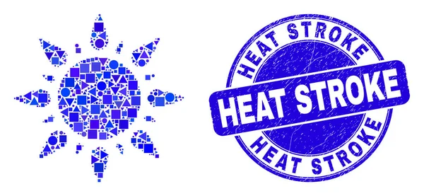 Blue Distress Heat Seal and Sun Mosaic — Stockový vektor