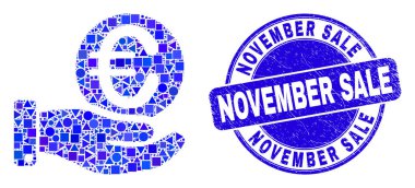 Mavi Tehlike Kasım Satışı Mührü ve El Koyma Euro Bozukluğu Mozaiği