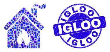 Mavi Grunge Igloo Damga ve Mutfak Mozaiği