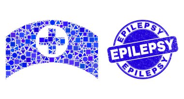 Mavi Grunge Epilepsi Mührü ve Tıbbi Cap Mozaiği