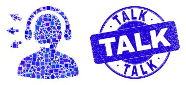 Mavi Çizik Konuşma Mühür ve Operatör Konuşma Mozaiği