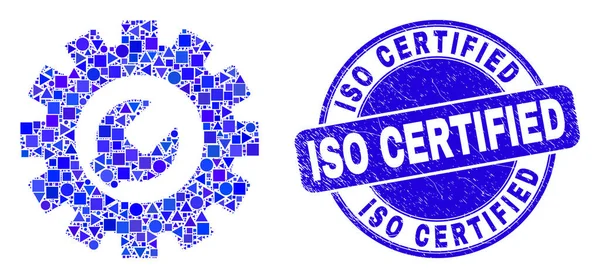 Blue Distress ISO Certified Seal and Setup Tools Mosaic — Stockový vektor