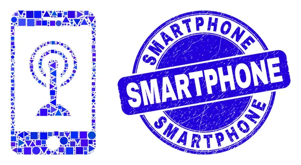 Smartfon Blue Grunge i smartfon Wi-Fi Hotspot Mozaika — Wektor stockowy