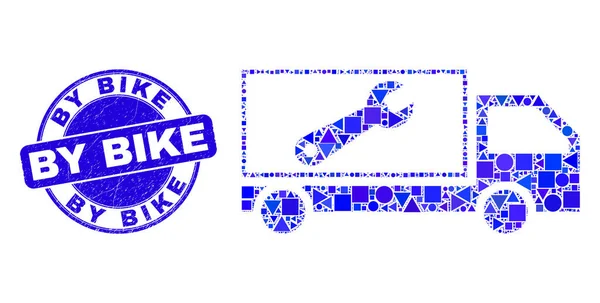 Azul aflição por bicicleta selo e reparação de caminhão mosaico — Vetor de Stock
