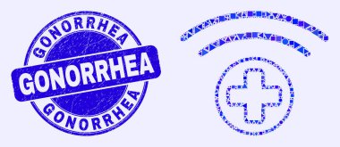 Mavi Grunge Belsoğukluğu Mühür ve Tıbbi Kaynak Mozaiği