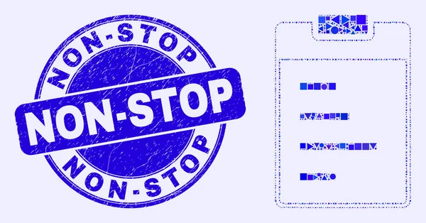 Azul rayado sin parar sello y almohadilla de texto mosaico — Vector de stock