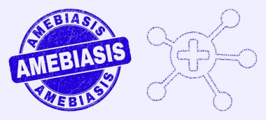 Mavi Grunge Amebiasis Mühür ve Tıbbi Bağlantıları Mozaik