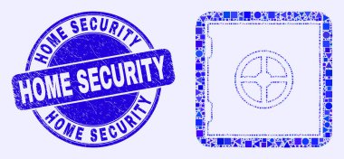 Mavi Çizik Ev Güvenliği Damgası ve Bankacılık Güvenli Mozaiği