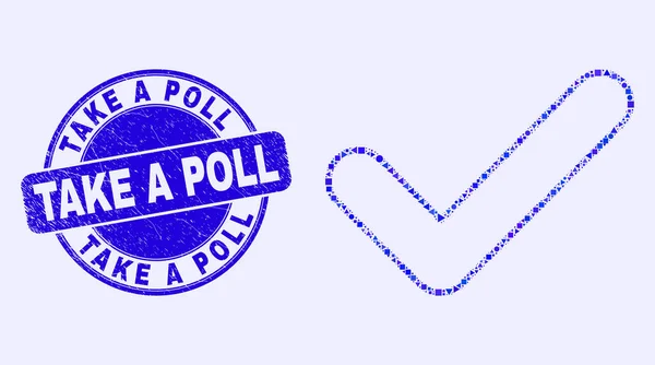 Blue Distress Take a Poll Stamp e Sim Marcar Mosaico — Vetor de Stock