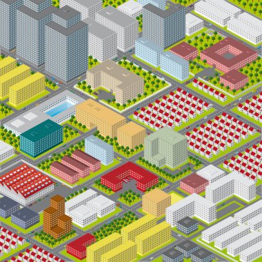 Modern bir büyük şehir renkli vektör grafik resmini