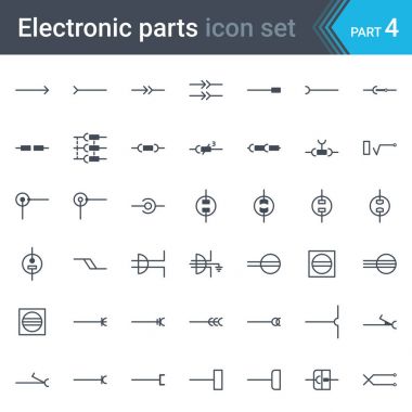 Electric and electronic circuit diagram symbols set of electrical connectors, sockets, plugs and jack clipart