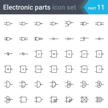 Elektrik ve elektronik devre diyagramı simgeler kümesi dijital elektronik, mantık kapısı (ANSI sistem, İngiliz sistemi, DIN sistemi, nema sistemi)