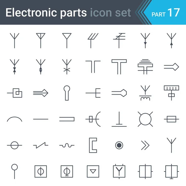 Electric Electronic Circuit Diagram Symbols Set Antennas Aerials Waveguides Radio — Stock Vector