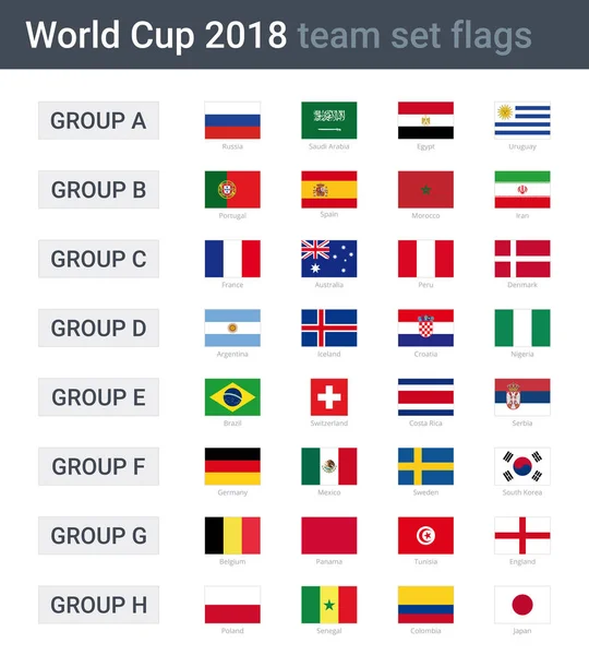 Drapeaux Équipe Coupe Monde 2018 — Image vectorielle