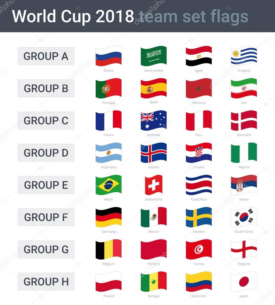 World cup 2018 team waving flags - groups of championship cup 2018 in Russia