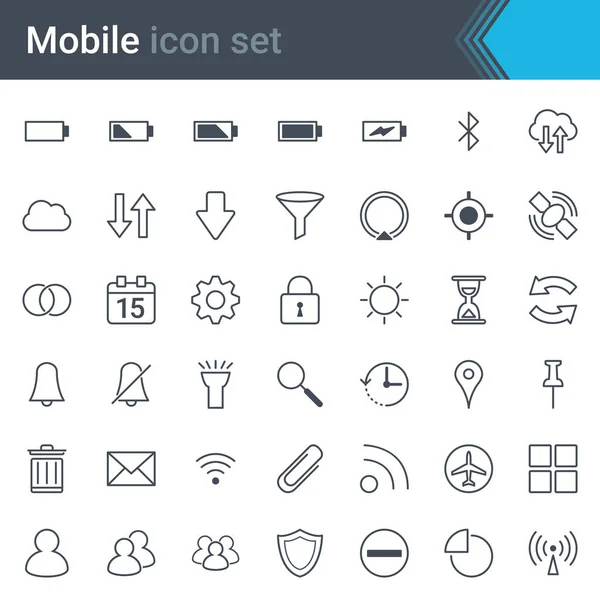 Mobiele Telefoons Smartphones Interface Overzicht Icon Set Vpn Hotspot Gps — Stockvector