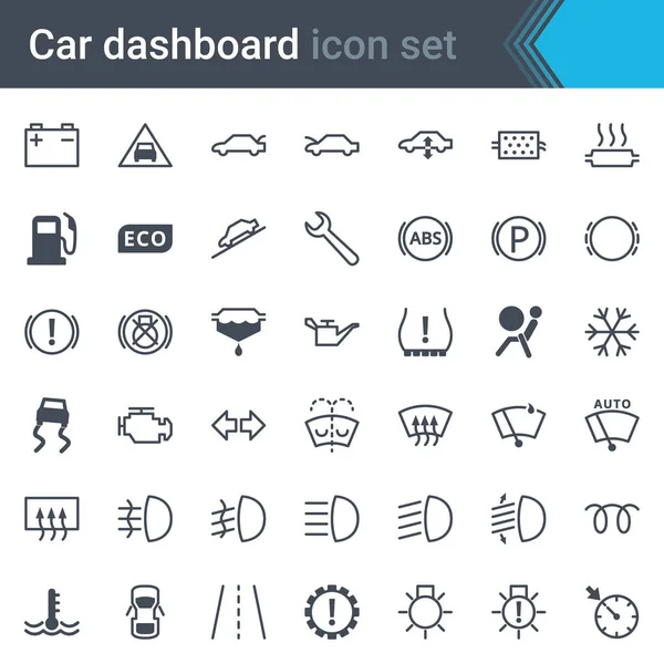 Car Dashboard Interface Indicators Icon Set Service Maintenance Vector Symbols — Stock Vector